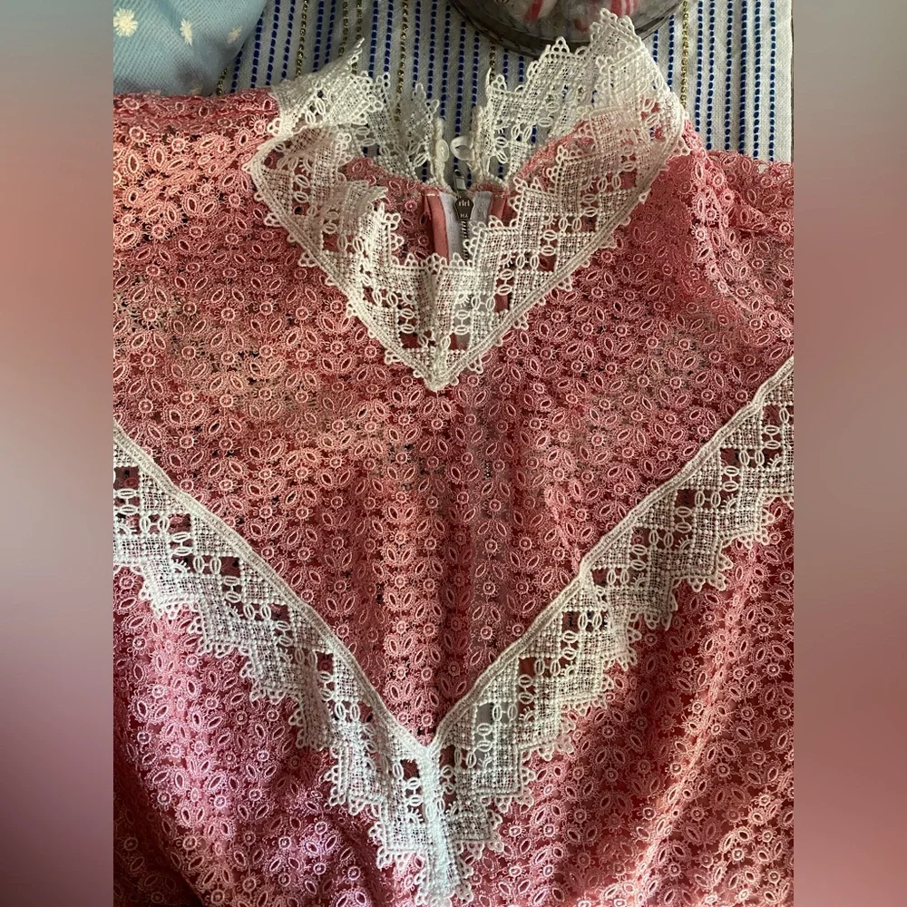 Sandro Lace Dress Pink Short Sleeve Size 36 FR - Picture 7 of 16